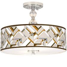 Craftsman Mosaic Giclee 16 Wide Semi Flush Ceiling Light 54y01 Lamps Plus