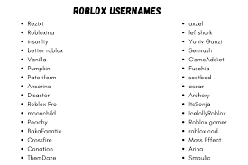 cool usernames ideas for roblox