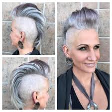 Women usually style the short fauxhawk haircut in two ways. Silver And Grey Faux Hawk Pixie Cut With Pompadour And Shaved Sides The Latest Hairstyles For Men And Women 2020 Hairstyleology