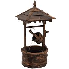 Buy Outsunny Wooden Garden Wishing Well