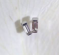 Shimmering Straight Baguette Diamond 14k White Gold Small Stud Earrings