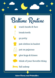 Simple Bedtime Routine Chart Printable Bedtime Routine