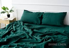 Emerald Green Linen Flat Sheet Linen