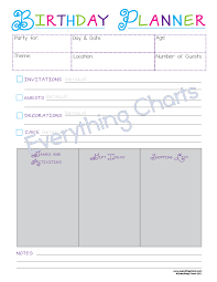 Birthday Planner Everything Charts And Games