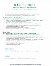 Certified Surgical Technologist Resume Samples Qwikresume
