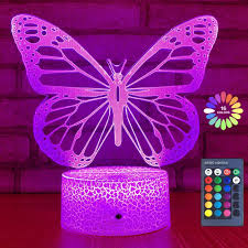 Amazon Com Butterfly Night Light Birthday Gift For Girls 3d Illusion Lamp Kids Bedside Lamp With 16 Colors Changing Remote Control Butterfly Toys Girls Gifts Home Improvement