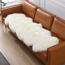 Wool Rug Leather White Yellow 3