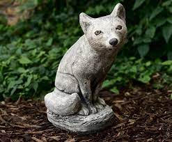 Sitting Fox Figurine Cement Fox