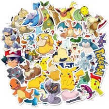 Bộ 50 Sticker Trang Trí Hình Các Nhân Vật Trong Phim Pokemon Dễ Thương