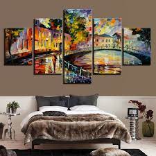 5 Panel Canvas Art Bridge Oil Painting
