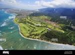 USA, Hawaii Islands, Aerial view of Waiehu Municipal Golf Course ...
