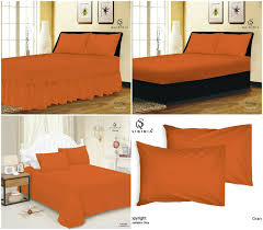 Details About Plain Dyed Orange Fitted Flat Valance Single Double King Bed Sheet Pillow Case