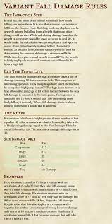 The ruling i've been using is as follows: Some Alternate Fall Damage Rules That Takes Size And Acrobatic Ability Into Account Dungeons And Dragons Rules Dungeon Master S Guide D D Dungeons And Dragons