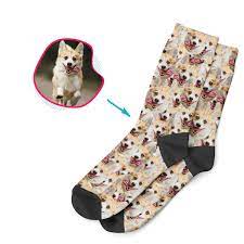 Personalized just how you like. Custom Printed Adorable Dog Face Socks Gift Printsfield