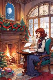 A Girl Child Writing A Letter To Santa