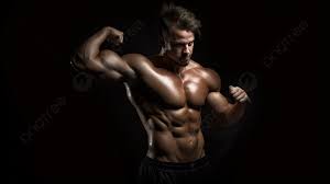 man with a strong fle his muscles on