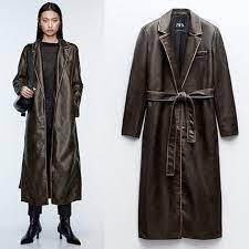 24fw Distressed Faux Leather Coat