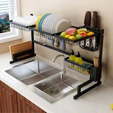The right dish drying rack should fit on your counter or over the sink and hold up to everyday use. Stainless Dish Drainer Over The Sink Drying Rack Shopee Philippines