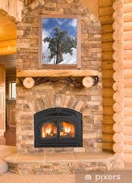 Wall Mural Log Cabin Home Interior With
