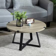 Light Gray Round Wood Coffee Table