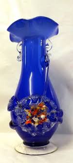Murano Cobalt Blue Glass Vase 23 Cm