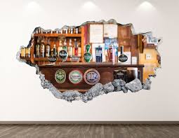 Beer Pints Wall Decal Bar Man Cave 3d