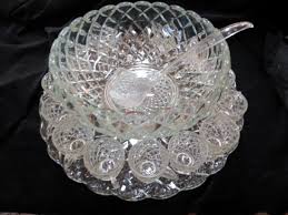 Mid Century Modern Glass Punch Bowl Set