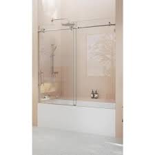 Glass Warehouse 60 In X 60 In Frameless Bath Tub Sliding Shower Door In Brushed Nickel