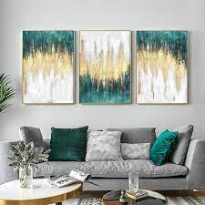 Abstract Painting Setteal And Gold Wall