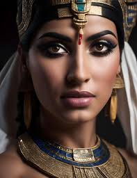 egyptian queen costume on dark background