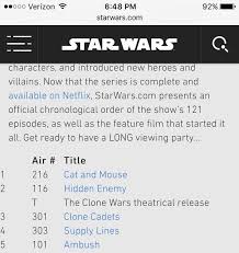 the clone wars chronological order