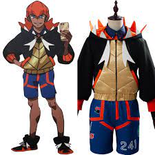 Pokemon Sword/Shield Raihan Cosplay Costume Halloween Women's Men's Custom  Jacket Pants Full Suit|Anime Costumes