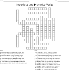 Imperfect And Preterite Verbs Crossword Wordmint