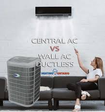 Our flexible, ductless ac systems are energy efficient, maintain stable room temperatures, and help control your home's air quality. Central Air Conditioning Vs Wall Air Conditioner Ductless Systems Heatingontario Ca