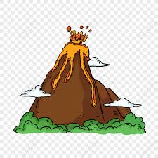 cartoon style brown volcano eruption