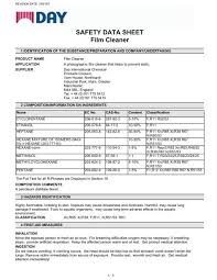 safety data sheet film cleaner offset