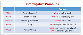 Interrogative Pronouns Examples Explanations Videos