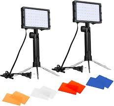 Amazon Com Emart 60 Led Continuous Portable Photography Lighting Kit For Table Top Photo Video Studio Light Lamp With Color Filters 2 Packs Camera Photo