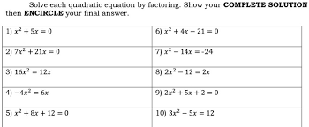 Solved Solve Each Quadratic Equation