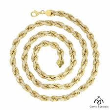 14k yellow gold solid rope chain fine