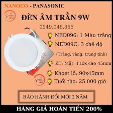 Đèn led âm trần Panasonic - Nanoco 7W, 9W, 12W 1 chế độ, 3 chế độ, siêu  sáng đổi mới 2 năm