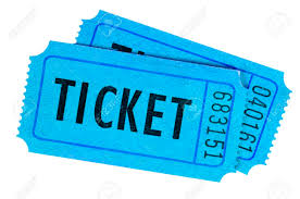 Two Blue Movie Or Raffle Tickets Isolated On A White Background