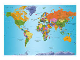 Wall Mural World Map Colourful Geography