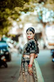 young indian bride wearing lengha
