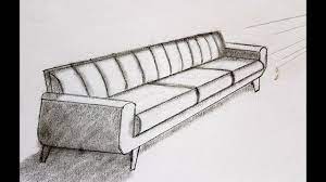 to draw a sofa in one point perspective
