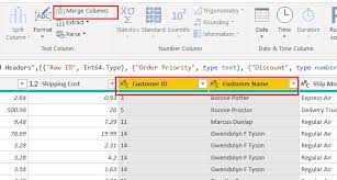 power bi combine columns from two