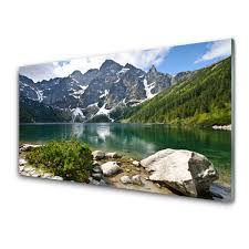 Glass Wall Art Lake Mountains Landscape