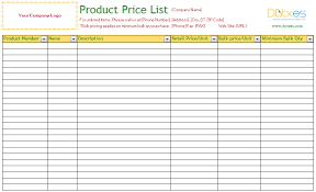 Product Price List Excel Standard List Templates Dotxes