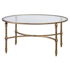 Luxe Oval Gold Iron Glass Coffee Table