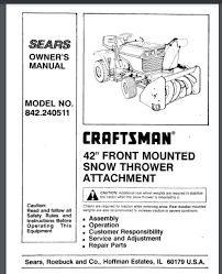 Sears Craftsman 42 Inch Snow Blower